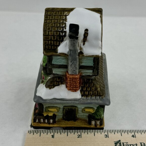 Vintage Lighted Christmas Village Store Flowers Fruits Ceramic Wreath Small 4.5" - Picture 12 of 15